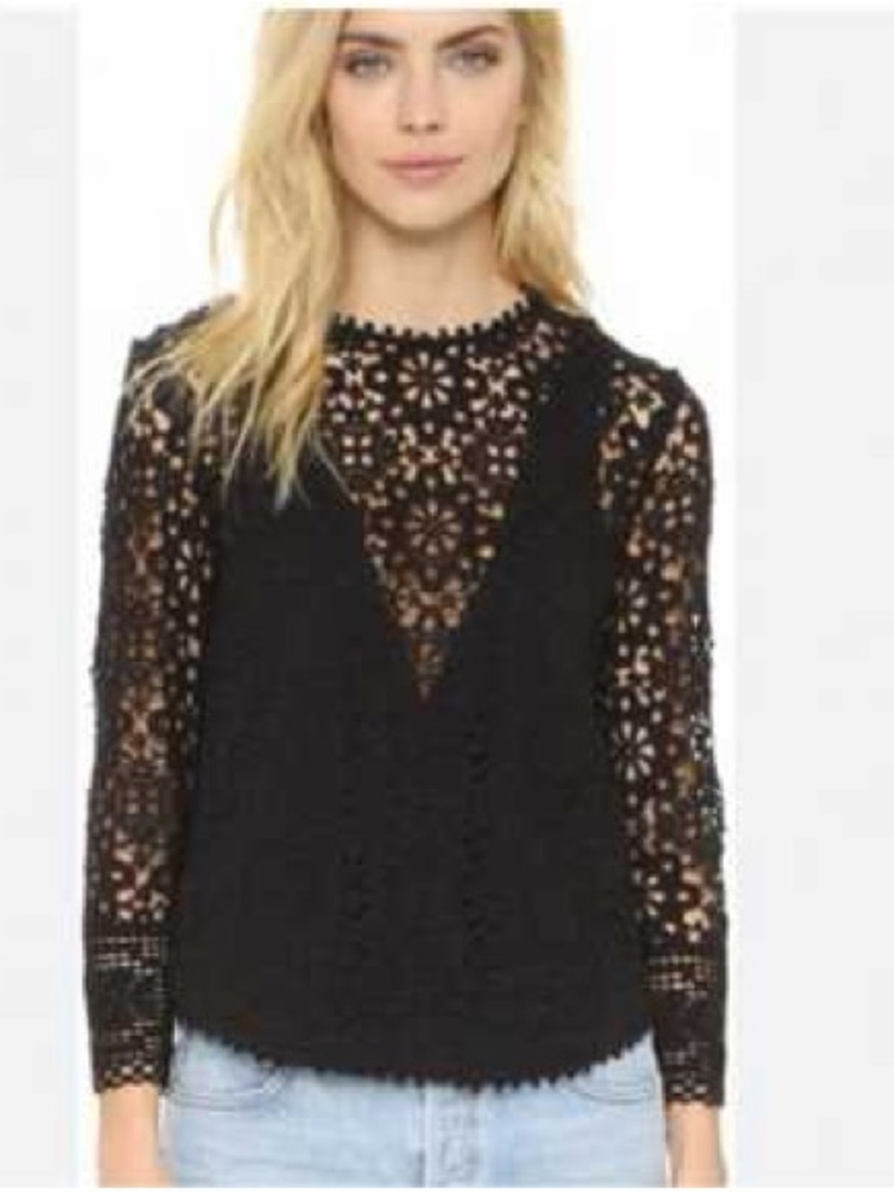 Sea New York Roseanna Black Lace Crochet Top size 2